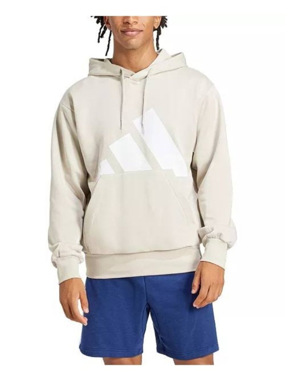 NWT Adidas Men's Essentials Big Logo Fleece Hoodie Size XL In Alumina/White